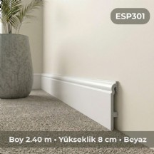 Espumo Kompozit Süpürgelik 8 cm Beyaz | Suya Dayanıklı Parke Duvar Süpürgelik 2,40 m ESP301