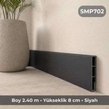 Sempla Suya Dayanıklı Pvc Süpürgelik 8 cm - Siyah - SMP702 - 2.40 M